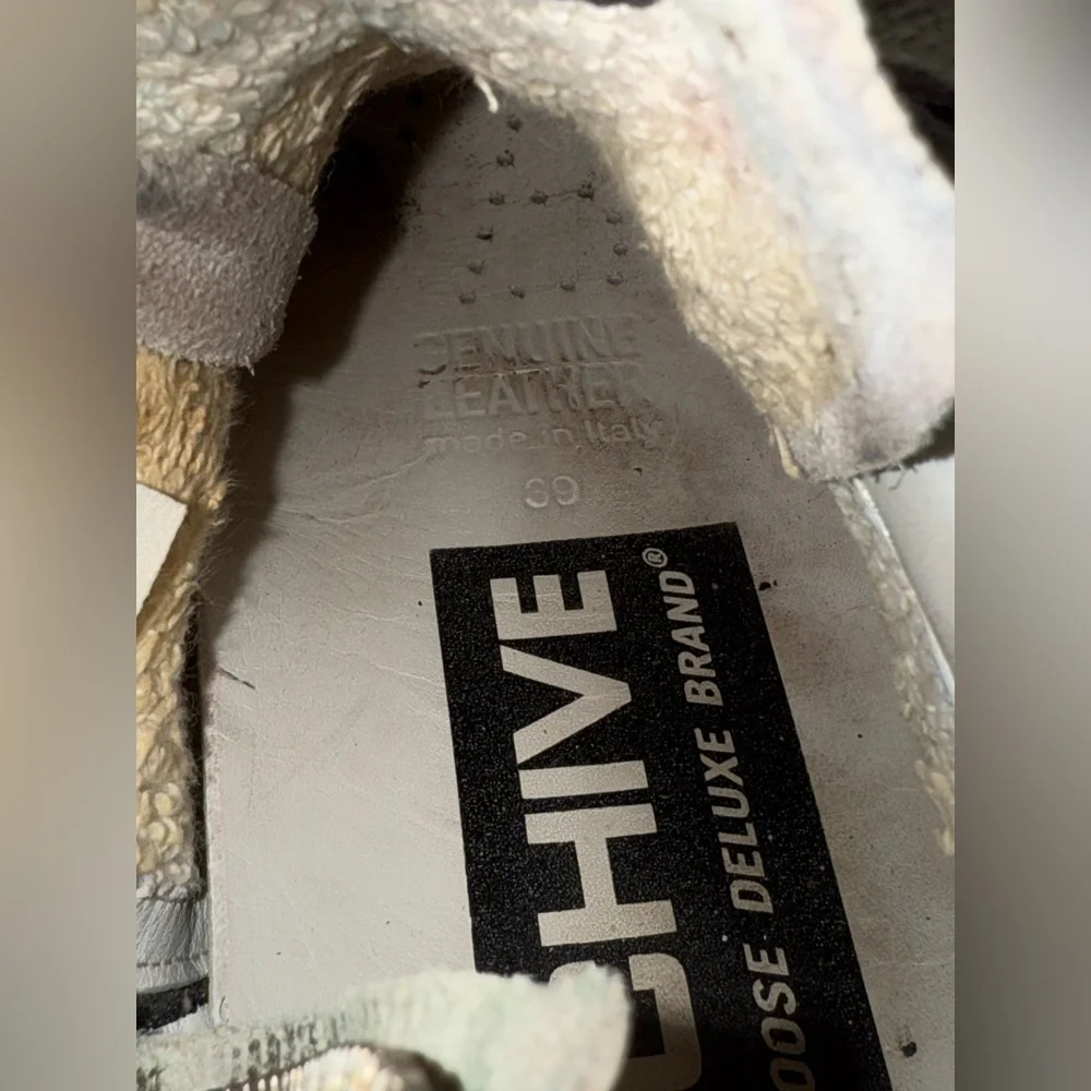 Golden Goose Silver High-Top Sneakers with Cream Soles